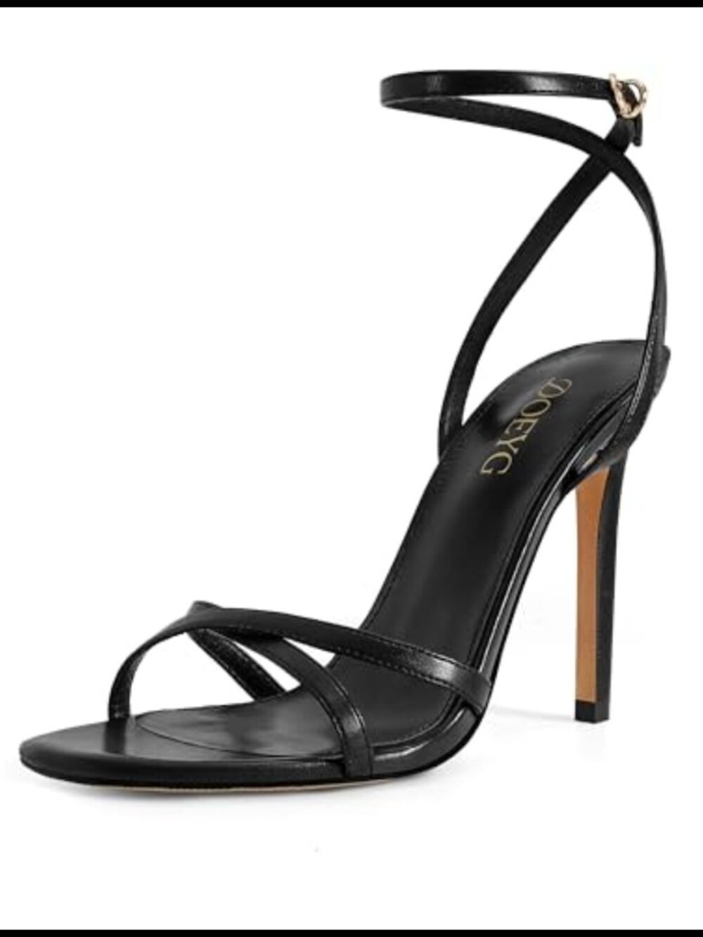 DOEYG Stiletto Heel Sandals for Women Strappy Faux Leather Dressy Summer Heels